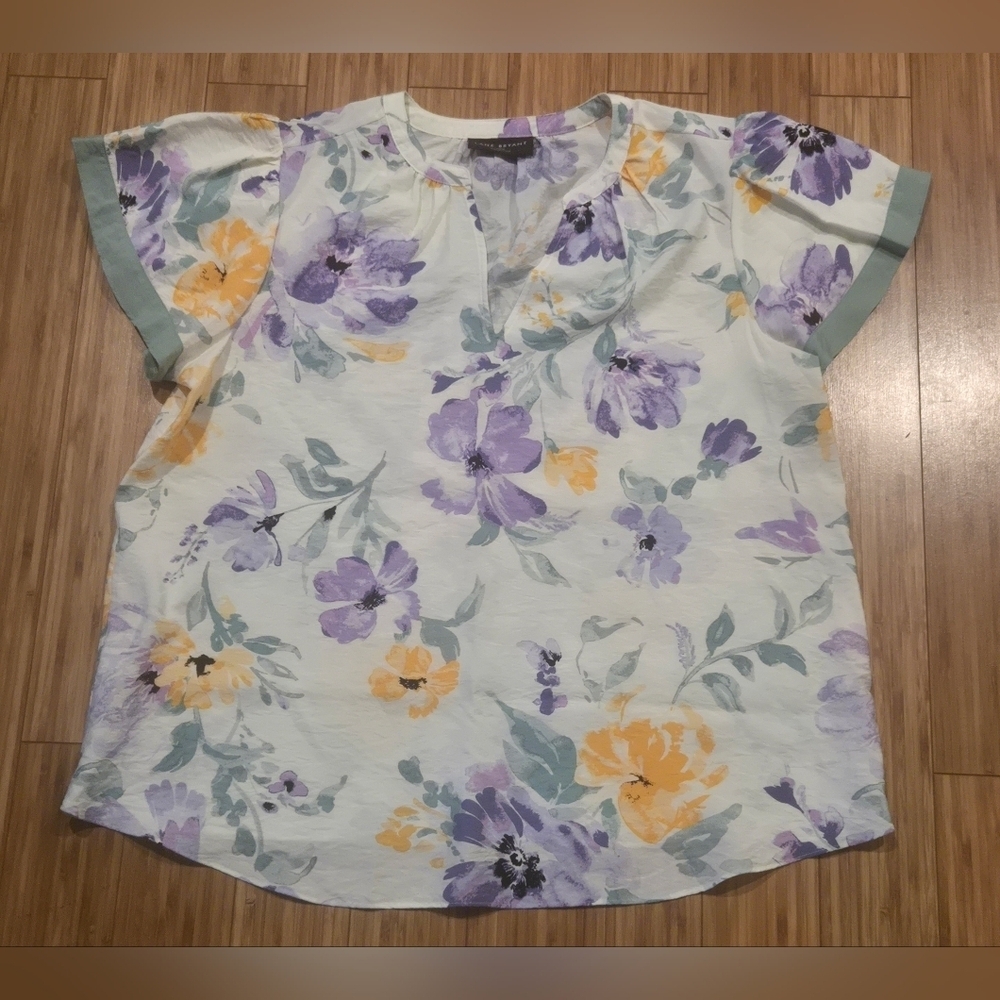 NWOT Lane Bryant Floral Blouse in Purple and Yellow
